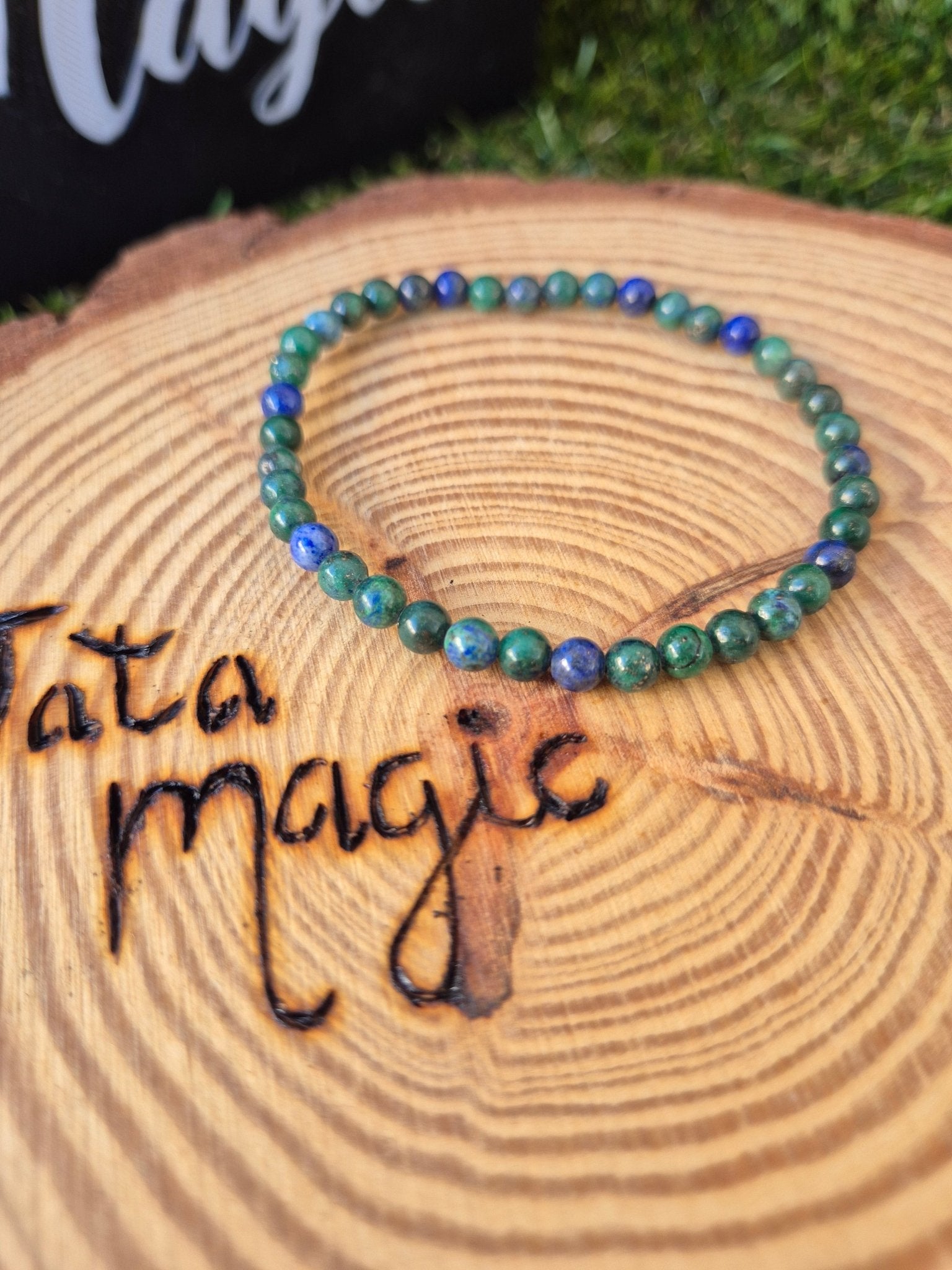 Pulsera mineral de Azurita 4mm - Intuición, visión y despertar espiritual JoyeriamineralespulserasTienda esotérica Málaga - La Tienda de Tata Magic: tienda Esotérica en Málaga